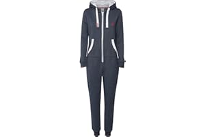 OXMO OXBenna Damen Overall Jogginganzug OneSize mit Kapuze Kordel Kängurutasche Baumwollmischung Regular fit