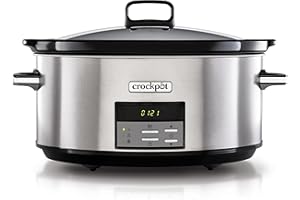 ‎CROCK-POT Crock-Pot Digital-Schongarer Slow Cooker | einstellbare Garzeit | 7,5 Liter (10+ Personen) | rostfreier Stahl [CSC063X]