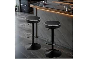 STOOLINK Chaise de Bar Lot de 2 Tabourets de Bar Réglable en Hauteur, Chaises Bar Cuir Microfibre, Tabouret de Bar avec Repose-Pieds, Chaise Bar pour Cuisine, Tabouret Bar Pivotant à 360°-Noir