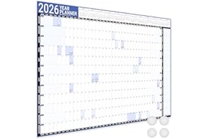 Giftinghouse Wall planner 2026 A1 Laminated - Ideal Size (59.4 x 84.1 cm) - Full Year to View Wall Calendar uk with mount stickers for home, office, school - Made in the UK