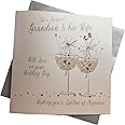 WHITE COTTON CARDS Large Champagne Flutes to a Special Grandson & His Wife Day Handmade Wedding Card, XBD83
