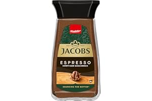 ‎JACOBS Jacobs Espresso löslicher Bohnenkaffee, Instant Kaffee, 100 g im Glas, für 56 Getränke
