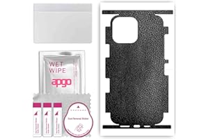 apgo Protecteur Skin, Autocollant, Peau, film en vinyle structuré pour ARRIÈRE + CÔTÉS au modèle Apple iPhone 13 Pro Max avec motif Cuir noir