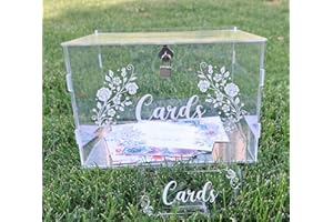 Chexin Hochzeit Kartenbox aus Acryl, Vintage Glas Große Hochzeitsbox Geschenkkarten Box mit Schloss und Schlitz, Klar DIY Kartenbox Hochzeit Geldbox für Hochzeit Geburtstag Jubiläum Baby Shower