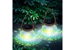 Kriogor Solar Lanterns Outdoor, 2 Pieces LED Solar Light Hanging Lantern, IP65 Waterproof Solar Powered Lantern Portable for Garden Patio Yard Lawn Outside Inside