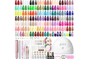 PEACECOLOR 61-delars Gelnagel Set med Nagellampa och Nagelfril, 55 Färger Nude Rosa Röd Grön Orange UV Gellack Set med Base & Top Coat - Startkit Gellack - Present till Tjejer