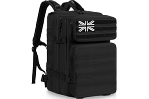 FREEAMG Military Tactical Backpack for Men & Women, Large Capacity Army Assault Molle Rucksack (35L/42L/45L), Black Hunting Rucksack, 3 Day Bug Out Bag, Assault Pack for Outdoor Sports/Camping/Hiking