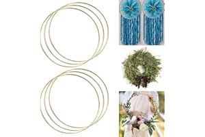 ALEMIN 6 Unidades de 20 cm de Largo Metal Floral Corona de Aros de macramé Oro Anillos de aro para Hacer decoración de Corona de Boda y Bricolaje atrapasueños para Colgar en la Pared Manualidades