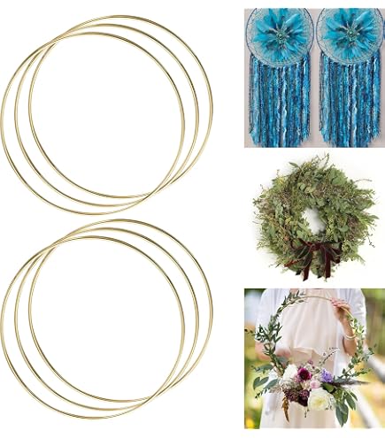 9 Anelli In Legno Per Acchiappasogni, 3 Misure (15,20,26 Cm), Cerchi In Bambù Per Decorazioni Fai Da Te, Matrimoni E Artigianato