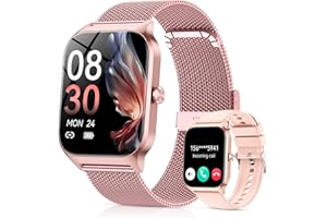 CASCHO Montre Connectée Femme avec Appel Bluetooth, 1.85" HD Fitness Tracker Smart Watch, 120+ Modes Sportifs, Sport Smartwatch avec Podometre Moniteur de Sommeil Fréquence Cardiaque SpO2 pour Android iOS