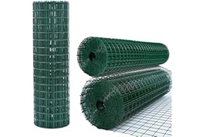 JAOSY 90CM X 10M (3FTX33FT) PVC Coated Wire Mesh Fencing 2mm ( 0.08") thickness Hot Dipped Galvanised Wire Fencing 100mm x 75mm ( 4"x 3") Hole Size Garden Fencing Roll Animal Farm Garden Protective Border