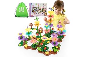 Funsland Flower Garden Building Toys - 183 PCS Girls DIY Construction Toys Set Gifts for Kids 3 4 5 6 Years Old
