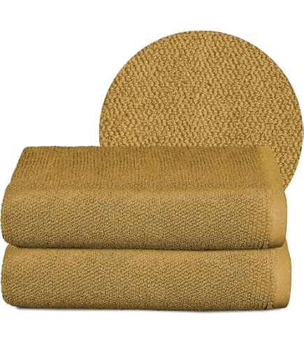 Türkische Baumwoll-Handtücher Mit Dobby-Borte – 40,6 X 76,2 Cm, 100% Baumwolle, Im 2er-Pack Gelb