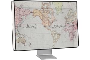 kwmobile Funda Compatible con Monitor de 20-22" - Protector Antipolvo y antihuellas Dactilares para Monitor - Mapa Mundial