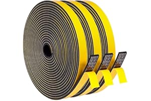 YANKUIRUI Nastro Sigillante Guarnizione 12mmx3mm/15m per Porte Finestre Nastro Adesivo in Schiuma Guarnizione in Gomma Contro le Correnti d'aria Fredda/Anti-collisione/Assorbente/Antipolvere, Nero 2