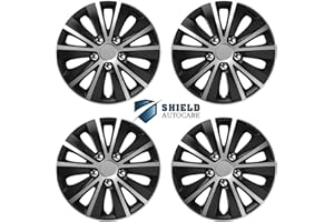 Shield Autocare © Car Wheel Trims 15" Hub Caps Plastic Covers Set of 4 Rapide NC Silver & Black Wheel Trims_F490
