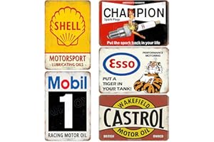 AHZFOX Automobile Scooter L'huile de moteur Bougie d'allumage Enseigne en métal rétro Home Bar Garage Man Cave Décoration murale 8x12 pouces 5 pièces