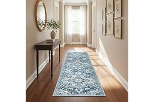 Hafaa Carpets Runner for Hallway 60x220 cm Traditional Pattern Bedroom Rugs – Non-Slip Washable Runners Rug for Kitchen Lundry Room Lounge (Tranquil)