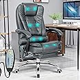 Blisswood 8 Point Massage Office Chair For Home Office,Executive Office Chair With Footrest & Lumbar Support 130° Reclining Computer Desk Chairs Adjustable Height 360° Swivel Recliner Chair (Grey)
