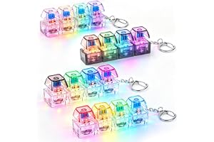 AUAUY Lysande Tangentbord Fidget Nyckelring, 4 st Bärbar 4-Knappars Klickande Tangentbord Fidget, Rolig Lysande Fidget Tangen
