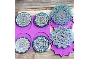 FZSECRIU mandala untersetzer harz Formen,silikonformen epoxidharz,silikonform Teller, Mandala-Blütenuntersetzer-Silikonharz-Form,epoxidharz Formen rund,silikonformen epoxidharz tablett,Violett