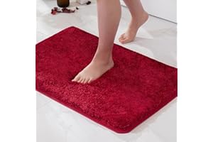 MIULEE Bath Mat Non Slip Absorbent Bathroom Soft luxurious Shower Small Mat Doormat Inside Rugs Kitchen Rugs Carpet Mat Washable for Bathroom Bedroom Kitchen Entrance 40x60 cm Red