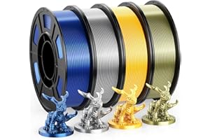 WEEFUN Silk PLA 3D Printer Filament Pack 200g X 4 Spools, PLA Filaments 1.75mm, 3D Printing Filament for 3D Printer Silk Jewel Blue/Silver/Bronze/Gold, Compatible with FDM 3D Printers, Total 800g
