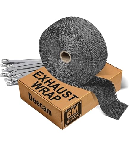Exhaust Header Heat Pipe Wrap Motorcycle Titanium Tape 50mm (2") X 25 Ft & Clips - View #14