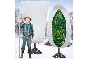 HZNZYHD 2 Pack Plant Fleece Frost Protection Bags 180x120CM 80gsm,Winter Plant Warming Jackets Covers with Drawstring and Zipper,Garden Fleece Plant Frost Freezing Cloth Blanket for Bushes Fruit Tree Potted