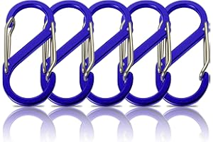 HOLESTO Karabińczyk S, zestaw 5 sztuk, małe karabińczyki, karabińczyk, breloczek do kluczy, karabińczyk z podwójnym otworem, mini karabińczyk, zestaw karabińczyków, kolor czarny/niebieski, 5 sztuk