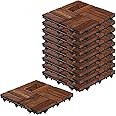 Sharpex Deck Tiles with Interlocking | 10 Piece Walnut Wood Floor Decking Water Resistant Tile for Balcony, Terrace, Garden | Quick Flooring Solution for Indoor/Outdoor (Dark Brown, 10 Piece)