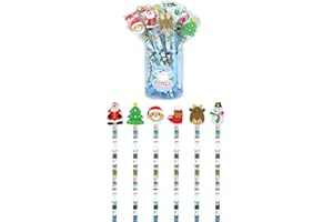 HENBRANDT 30 x Christmas Pencils with Eraser Toppers Xmas Novelty Rubbers Stocking Fillers Christmas Eve Box Fillers Party Favours Kids Stationery for Boys and Girls