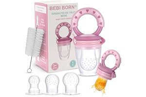 Bebi Born Ciuccio Frutta Neonati Evolutivo in Silicone Senza BPA - Tettarella Sicura per la Scoperta dei Cibi Ssolidi - 3 Misure 4-24 Mesi - Allevia il Dolore alle Gengive - Rosa