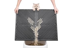 Conlun Cat Litter Mat,Arched Crossbar Design Litter Tray Mat for Trapping Litter,Single Layer Easy-to-Clean Litter Mats, Waterproof, Soft on Paws,Ideal for Mess-Free Homes(Black,76x61cm)