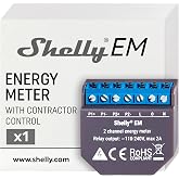 Shelly EM Wi-Fi Energy Meter, 120A Pair Channel, Works with Alexa &amp; Google Home, Large Charge Control and Solar Energy, iOS A