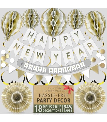 20 Serviettes Papier Nouvel An BlackGold HNY - 33x33 Cm - Déco Fête, Réveillon, Table, Buffet