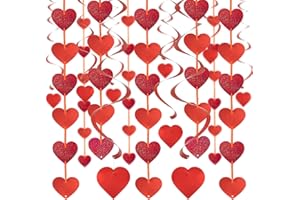 SHYOSUCCE Decoración de San Vatentín, 12 Guirnalda de Corazón 18 Remolinos de Corazón, pancarta de corazón para San Valentín, Boda, Compromiso, Aniversario y Fiesta de Cumpleaños