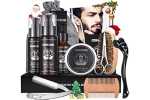 ‎COMOZON Comozon 12-in-1 Bartpflege Set mit Bart Roller, Beard Growth Kit mit Bartshampoo Bartöl Bartbalsam Rasiermesser Bartbürste Bartkamm Bartschere, Geschenke für Ehemann, Freund und Papa