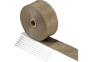 LIHAO Hitzeschutzband Basaltfaser Auspuffband 10M mit Kabelbinder für Fächerkrümmer Thermoband Krümmerband