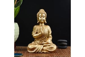 Goodeco Meditating Golden Buddha Statue Home Decor Figurine,Zen Garden Buddha Sculpture-Indoor/Outdoor Decorations Gifts for Home,Garden,Patio,Deck,Porch Yard Art Decoration,polyresin,20cm
