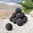 Heyfurni Ceramic Fire Balls, Set of 10 Round Fire Stones Set for Indoor and Outdoor Fire Pits or Fireplaces Accessory, 4 Inch, Black