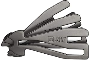 FABACH Black Trolley Master żeton do wózek na zakupy do wszystkich wózków zakupowych – otwiera się od przodu i z boku – breloczek do kluczy z metalu, czarny (czarny) - FB_TMB_3