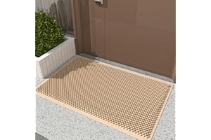 Fowooyeen Felpudo Exterior, Silicona Alfombra Entrada Casa, Felpudo Resistente a la Lluvia, Alfombrilla Impermeable Adecuado para Puerta, Pasillo, Jardín, Interior y Exterior, 43 x 76 cm, Caqui