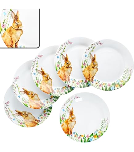 MamboCat Set van 6 witte Calla dinerborden, stijlvolle porseleinen eetborden met bloemendecoratie voor 6 personen, grote borden voor hoofdmaaltijden, voor grillen enz