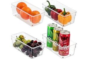 ‎KURTZY Kurtzy 4Stk Kühlschrank Organizer Box Set für Küche, Schränke Plastik Organizer 20cm Lang, Ordnungssystem Transparent für Bad, Speisekammer, Gefrierschrank, Küchenschrank Organizer Schublade