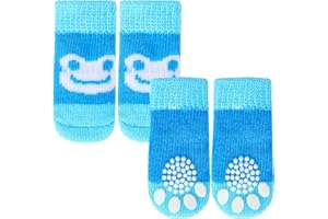 ACOORUITENG 4 Stück Hundesocken Hundesocken Anti Rutsch Weich Hundesocken Pfotenschutz Dauerhaft Socken für Hunde Hundesocken Outdoor Dog Socks für Kleine-Mittlere Tiere Draußen und Drinnen