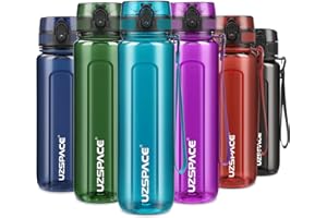 UZSPACE Botella de Agua Deportiva 500ml-750ml-1000m,Botella de Agua Tritan Ecológica y sin BPA. Reutilizable con Tapa a Prueba de Fugas para Correr, Gimnasio, Yoga, al Aire Libre y Acampar