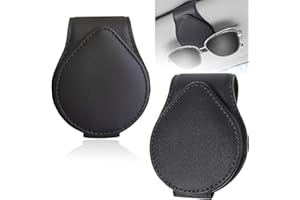 ATBAR 2 Pezzi Porta Occhiali da Auto, Clip per Occhiali da Sole per Auto Universale, Portaocchiali Auto Magnetico, Accessori Auto Pratiche, Pelle PU Clip per Occhiali da Auto,Nero