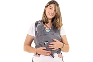 Koala Babycare Une écharpe de portage facile à enfiler, réglable, unisex - Porte-bébé multifonctionnel jusqu’à 9 kg - Anthracite - Design Enregistré KBC®