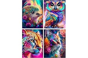 BEAYIOU 4 Packs Animal Paint by Number for Adults,DIY Cat Hedgehog Owl Paint by Number Kits for Adults Beginners,Watercolor Oil Painting Craft Art for Home Wall Decor12X16Inch